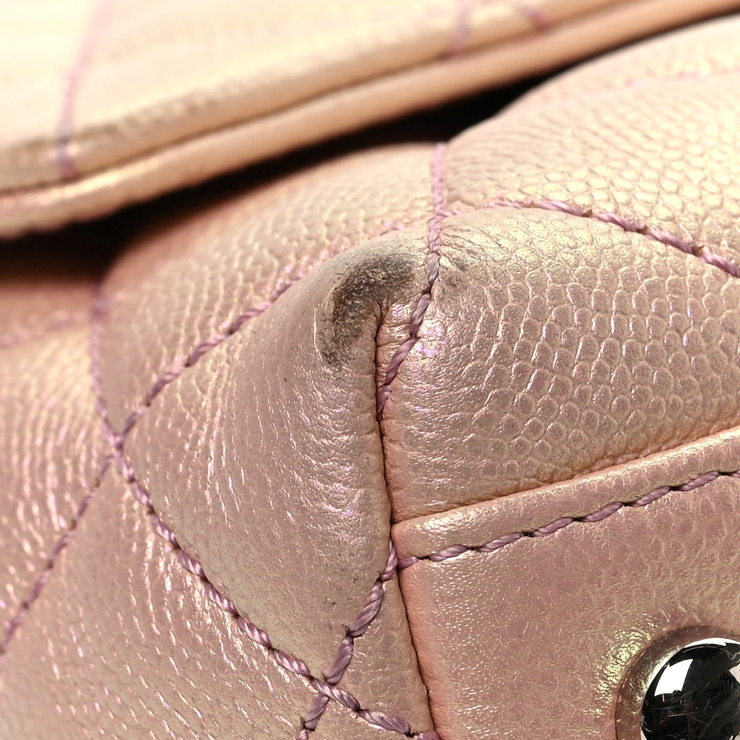 Iridescent Caviar Quilted Mini Coco Handle Flap Pink