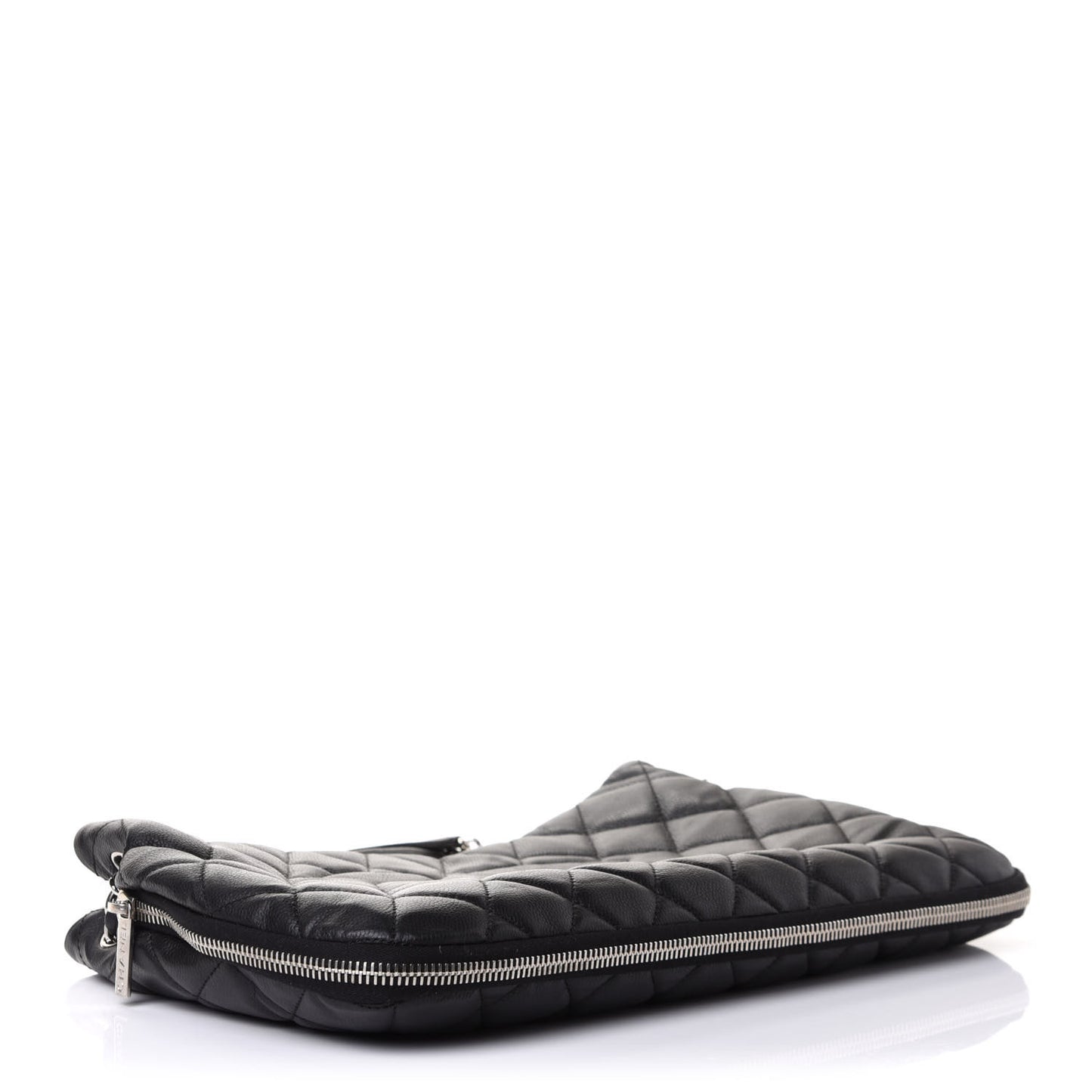 Caviar Quilted Expandable Zip Shoulder Bag Black