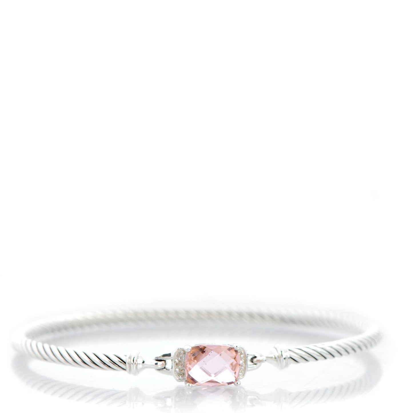 Sterling Silver Diamond Morganite 3mm Petite Wheaton Bracelet