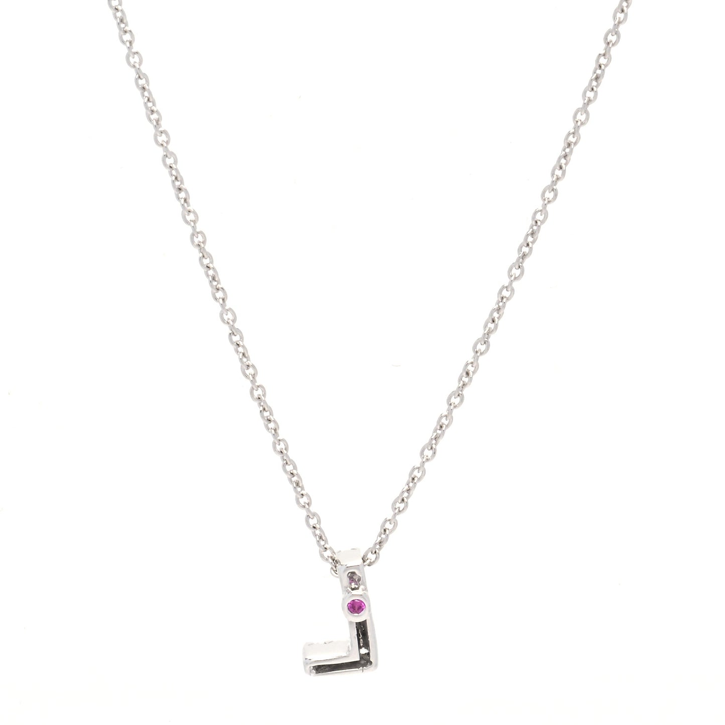 18K White Gold Diamond Love Letter L Pendant Necklace