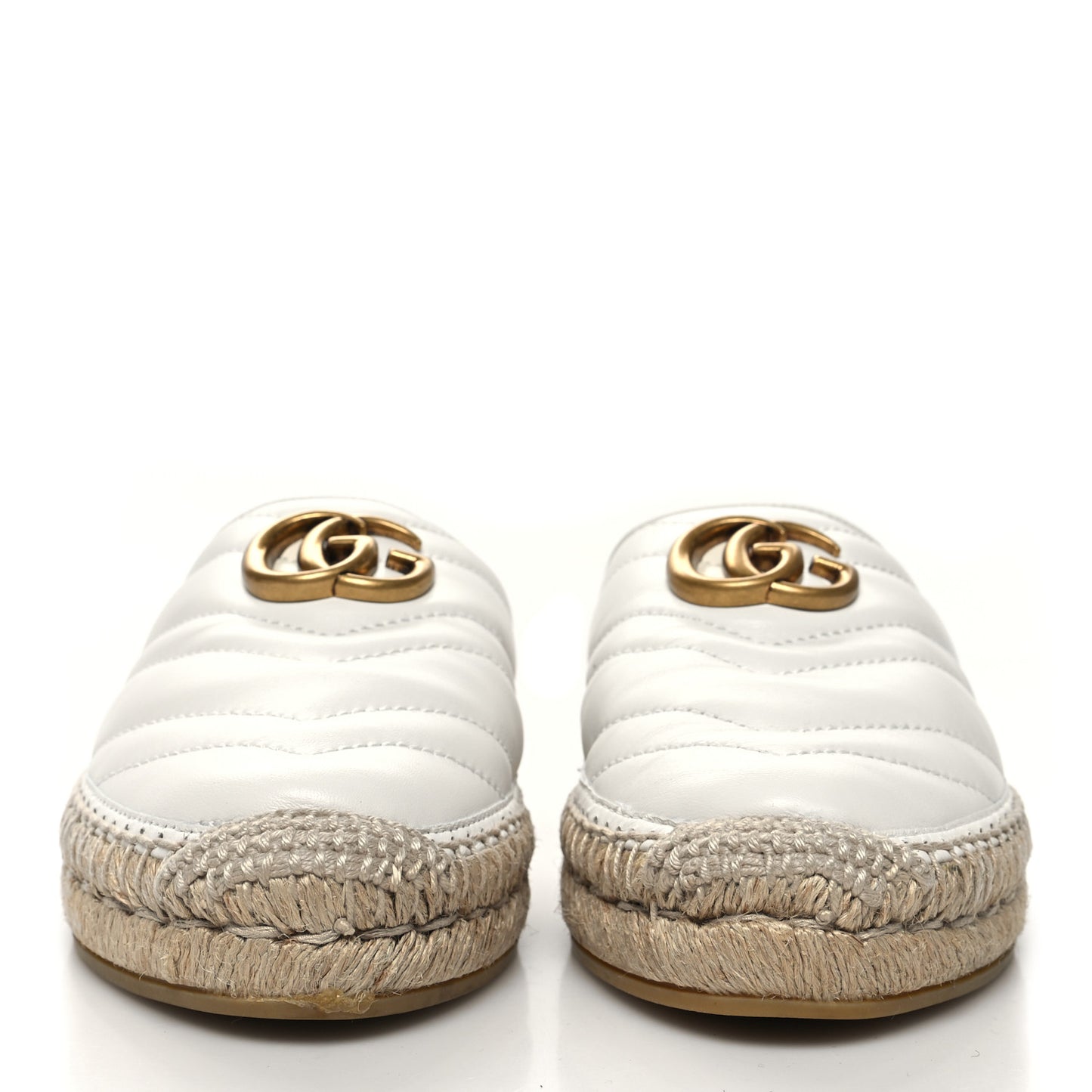 Nappa Matelasse GG Marmont Espadrille Slippers 36 Great White