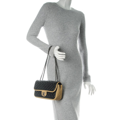 Chanel Lambskin Classic Twist Flap Black Beige 2 of 8