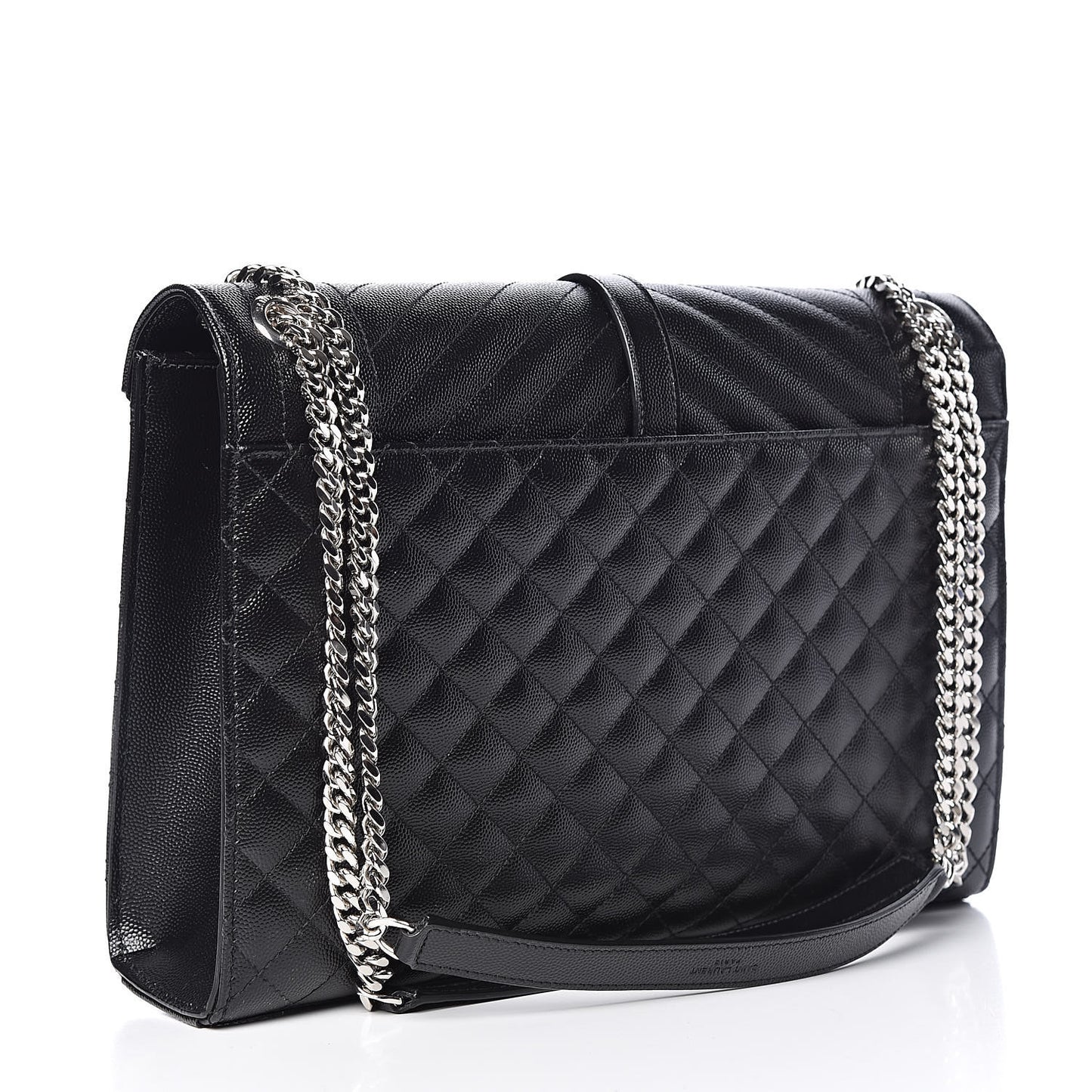 Grain De Poudre Textured Mixed Matelasse Large Triquilt Monogram Satchel Black