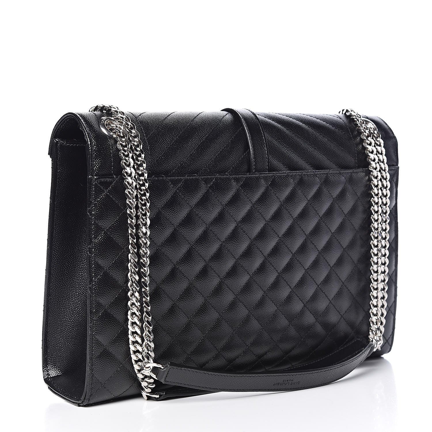 Saint Laurent Grain De Poudre Textured Mixed Matelasse Large Triquilt Monogram Satchel Black 3 of 11