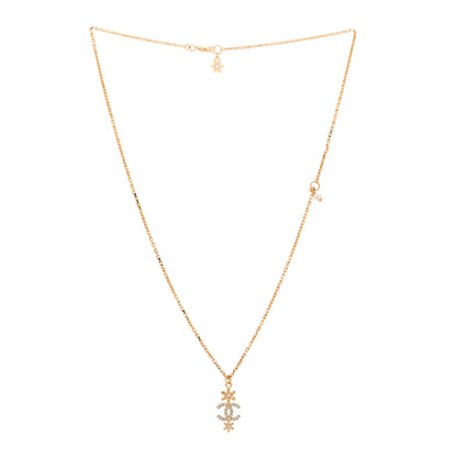 Chanel Crystal CC Flower Necklace Gold 3 of 7