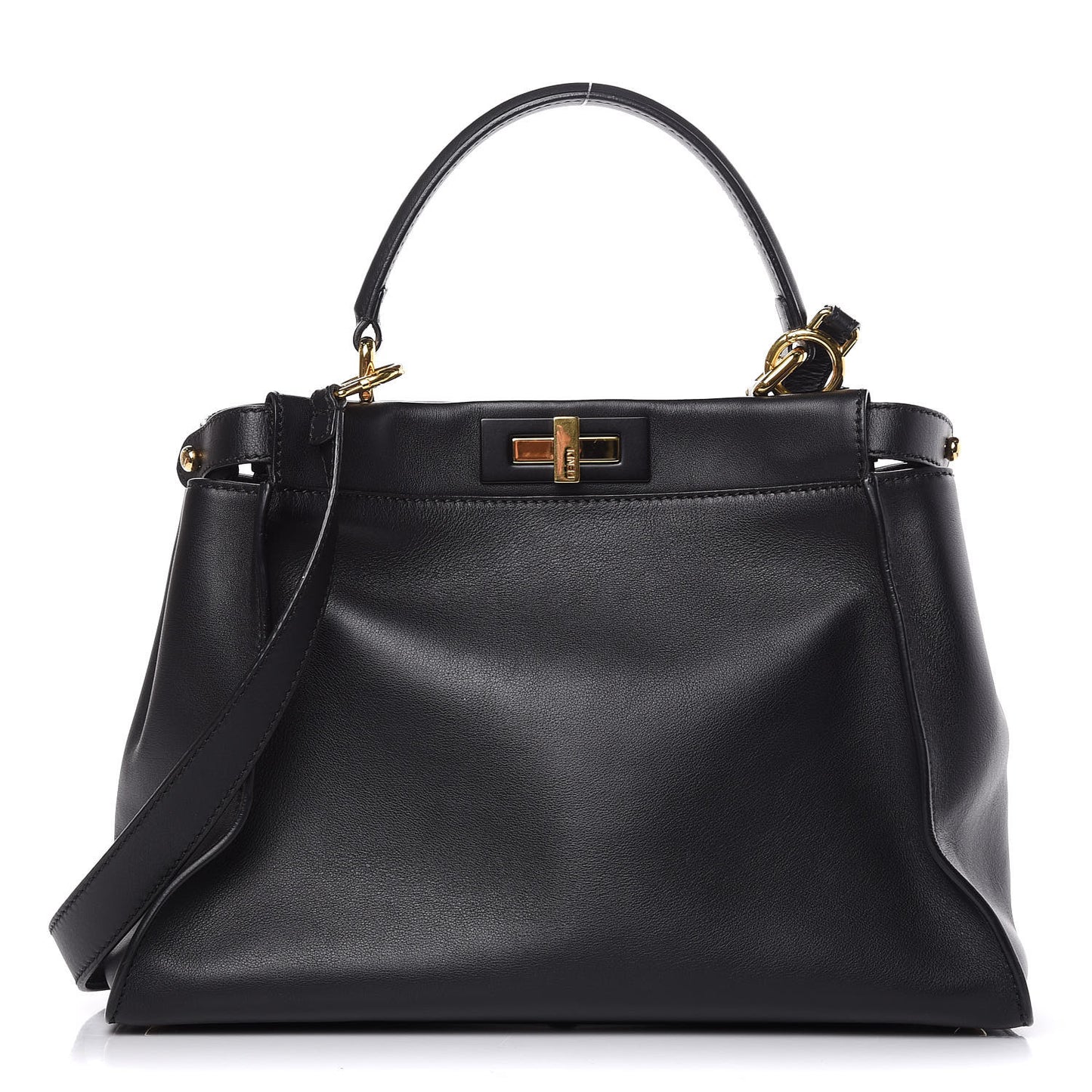 Vitello Seta Shiny Nappa Medium Peekaboo Iconic Satchel Black