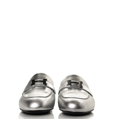 Hermes Metallic Nappa Trocadero Mule 38.5 Gris Argento 2 of 11