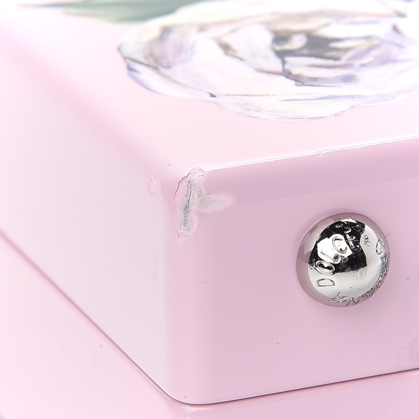 Acrylic Floral Print Dolce Box Clutch Pink