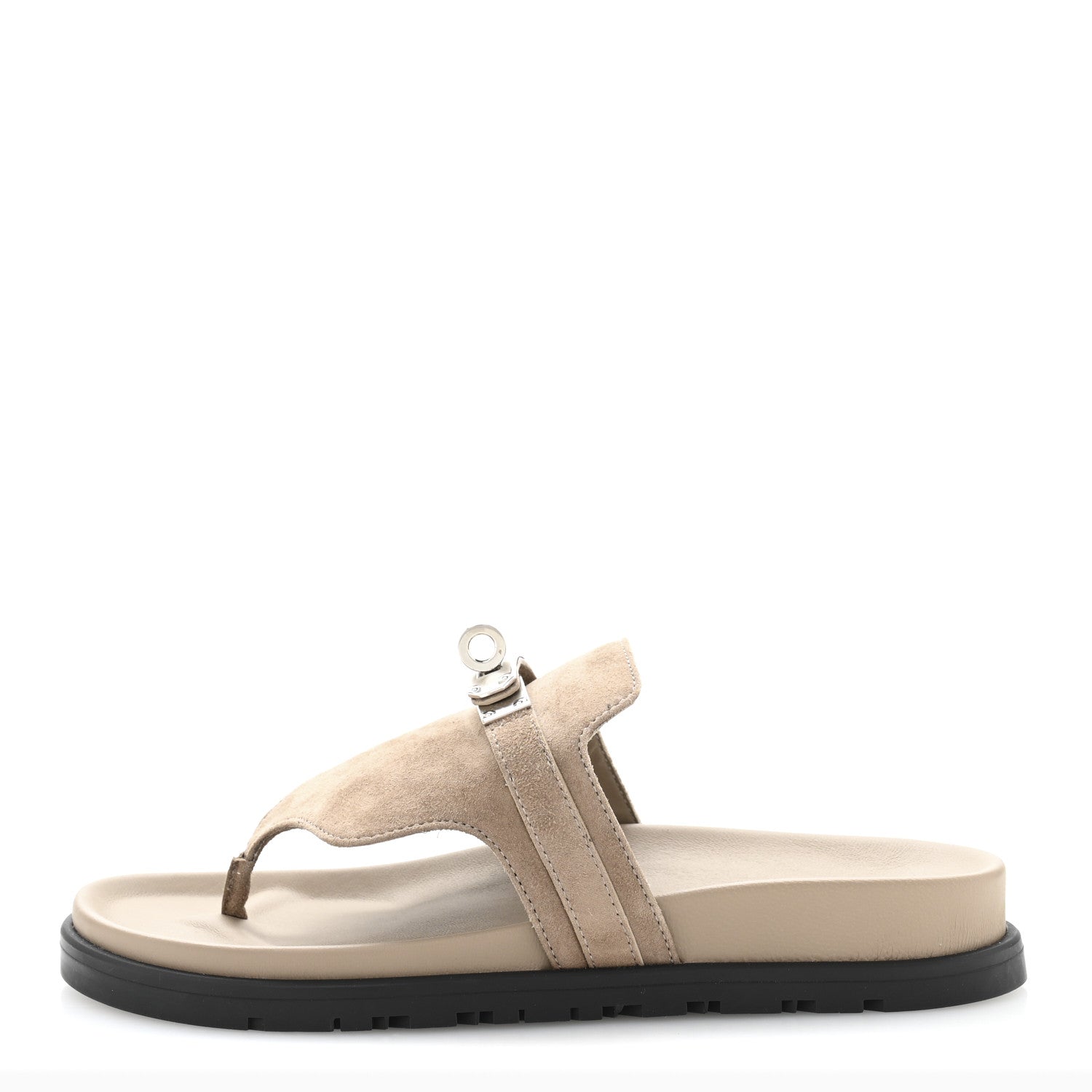 Hermes Suede Goatskin Womens Empire Sandals 35 Beige Sable 1 of 10