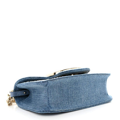 Valentino Garavani Denim Crystal Vlogo Small Loco Shoulder Bag Blue 4 of 10