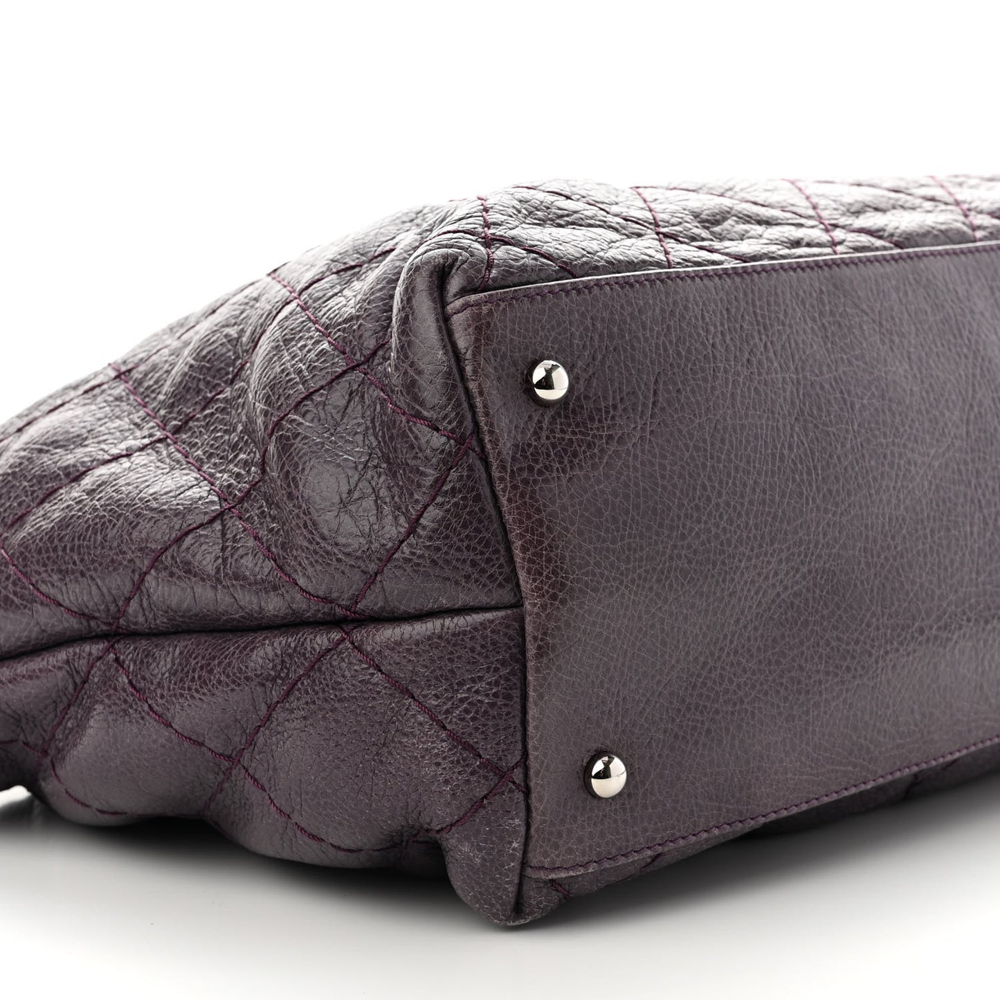 Glazed Calfskin Large On The Road Tote Purple