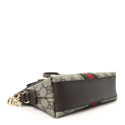 Gucci GG Supreme Monogram Textured Dollar Calfskin Web Small Ophidia Dome Shoulder Bag Beige Ebony New Acero 4 of 13