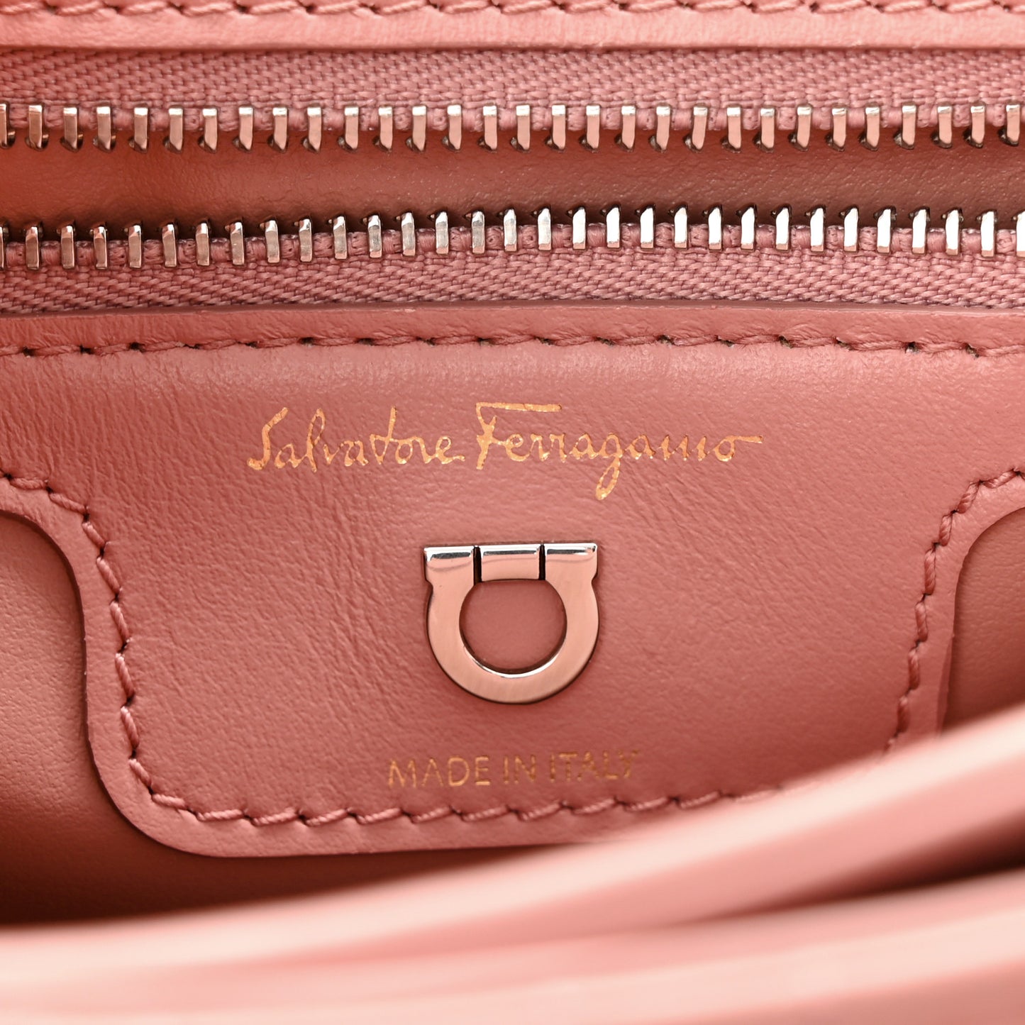 Calfskin Quilted Gancini Flap Bag Antique Rose