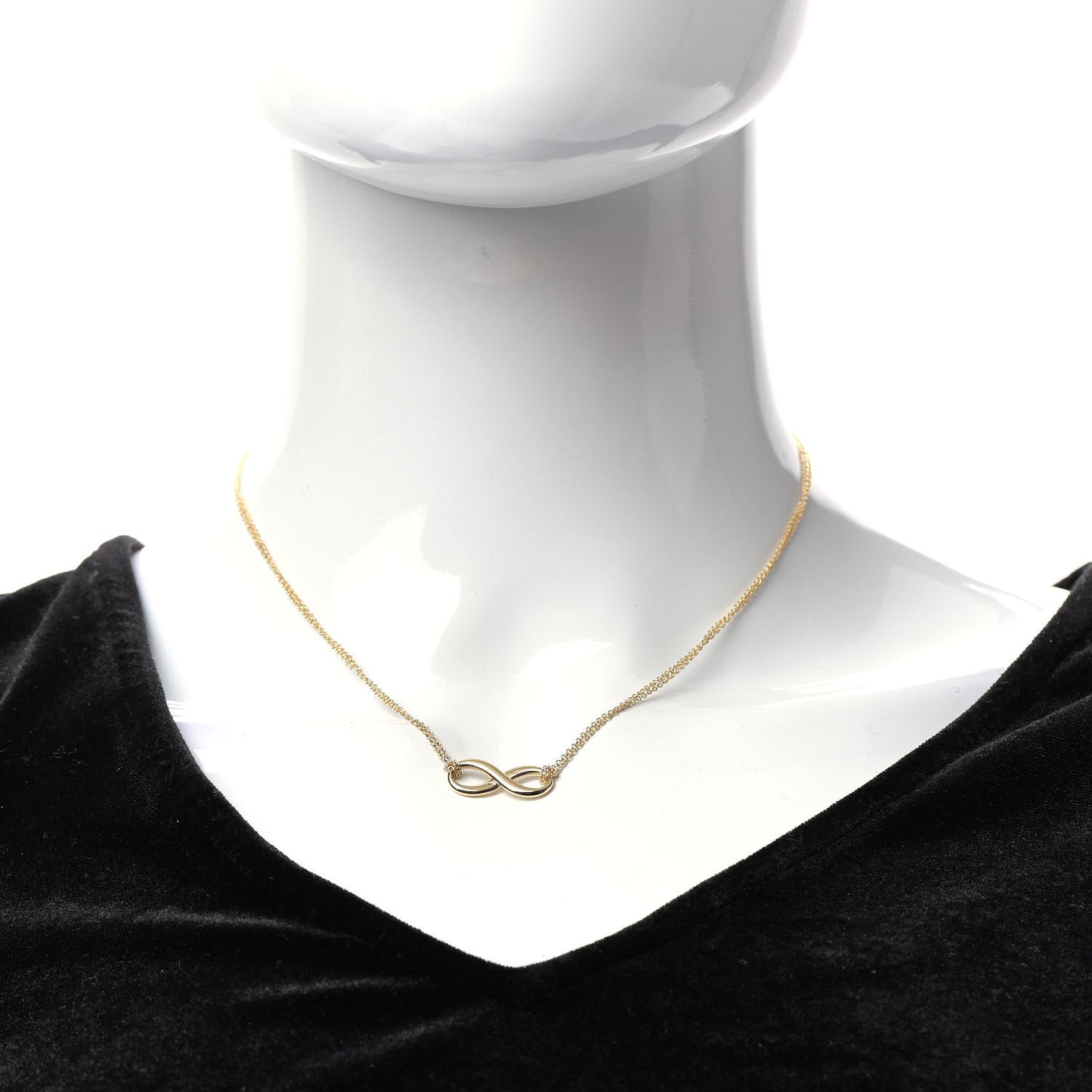 18K Yellow Gold Infinity Double Chain Pendant Necklace