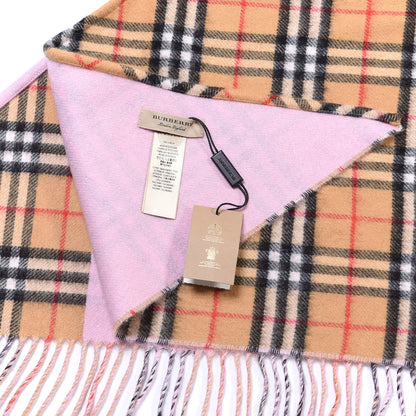 Burberry Cashmere Fluorescent Vintage Check Bandana Scarf Bright Peony 2 of 3