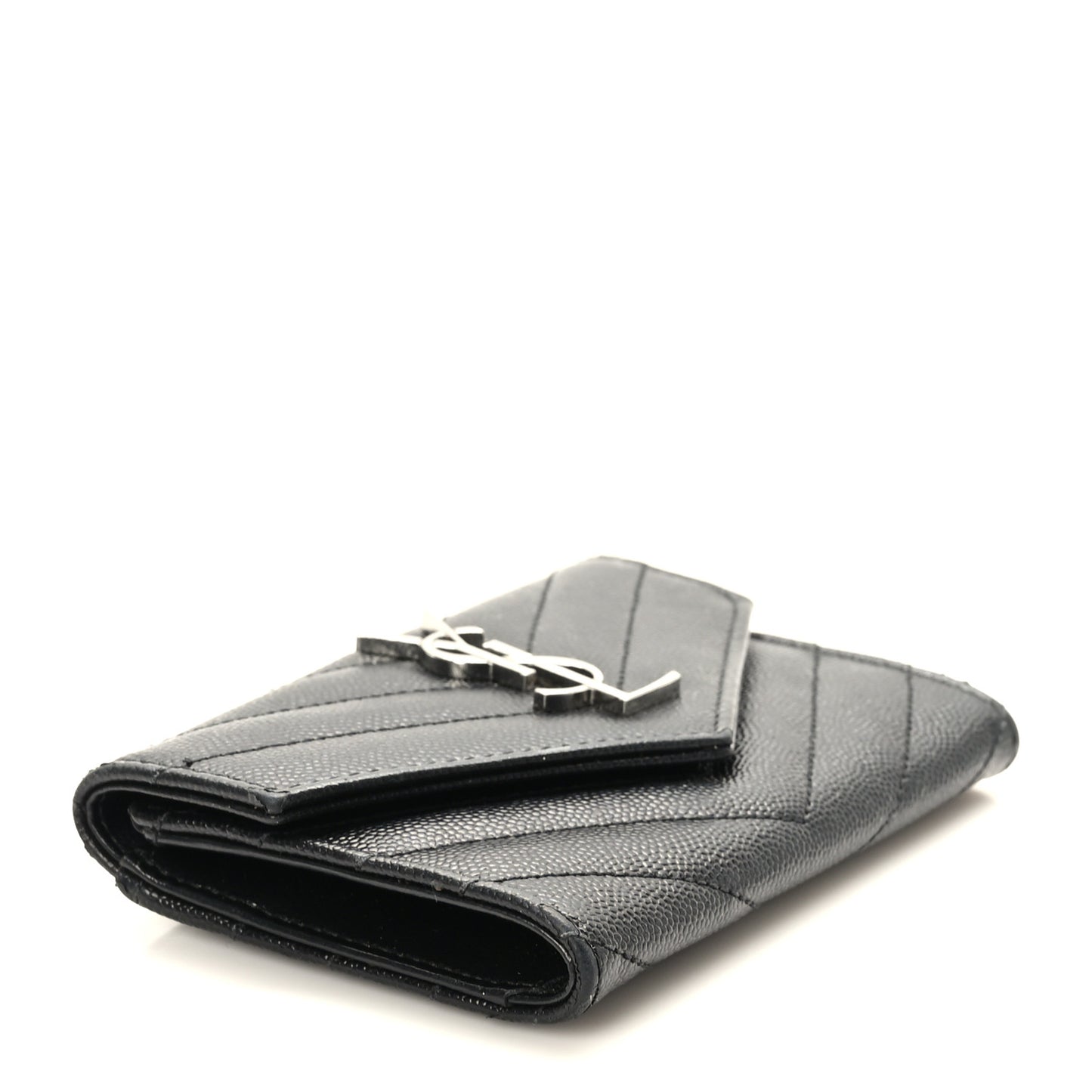 Grain De Poudre Matelasse Chevron Small Monogram Envelope Wallet Black