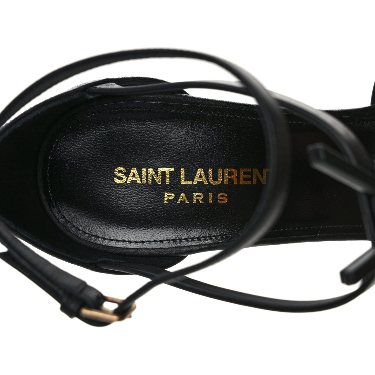 Calfskin Cassandra Palm Logo 110 Ankle Strap Sandals 39.5 Black