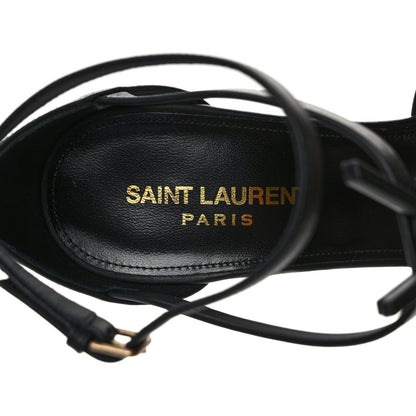 Saint Laurent Calfskin Cassandra Palm Logo 110 Ankle Strap Sandals 39.5 Black 7 of 7