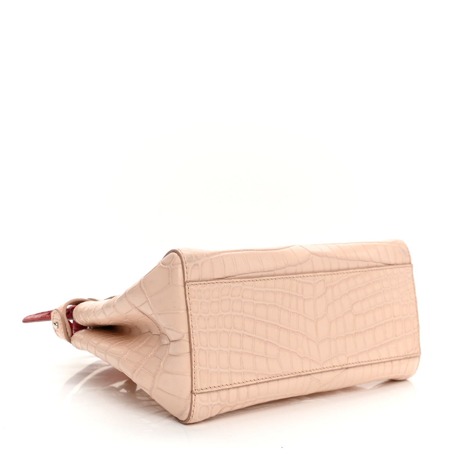 Crocodile Mini Peekaboo Iconic Satchel Beige Red