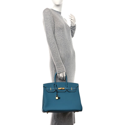 Hermes Togo Birkin 35 New Blue Jean 3 of 12