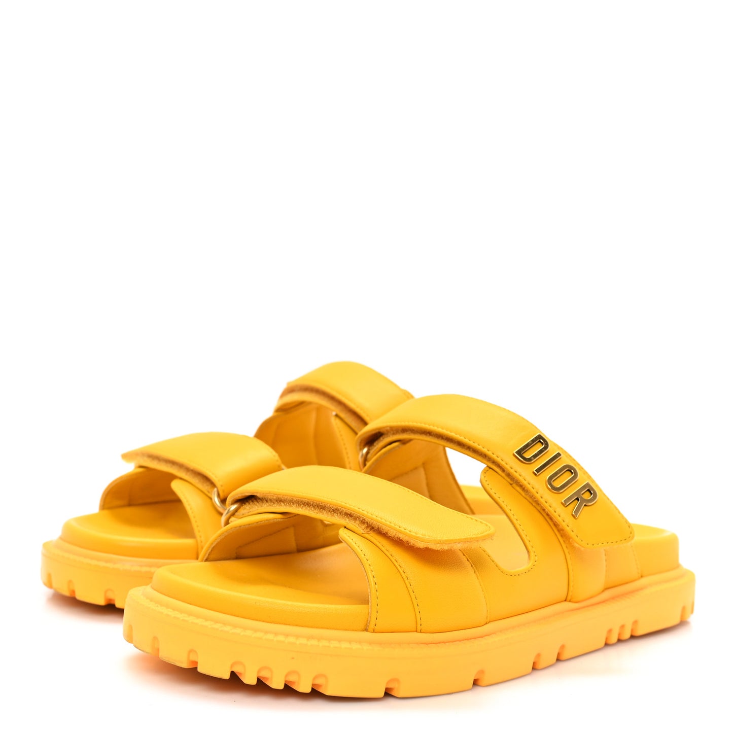 Lambskin Dioract 10mm Slide Sandals 36.5 Amber Yellow