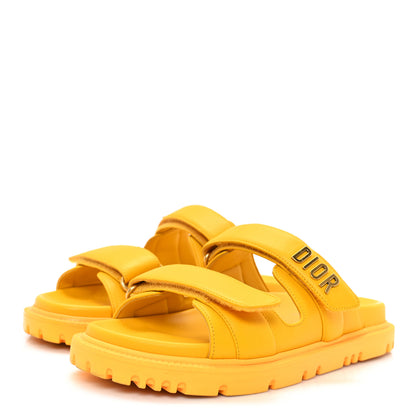 Christian Dior Lambskin Dioract 10mm Slide Sandals 36.5 Amber Yellow 4 of 10