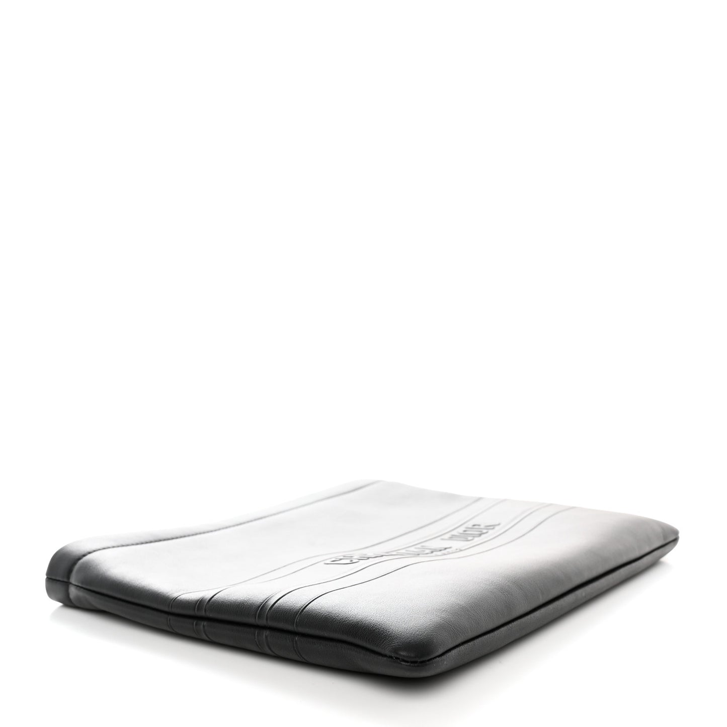 Calfskin Embossed Logo Zip Clutch Black