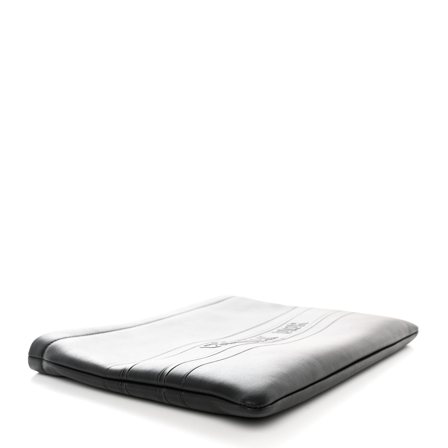 Christian Dior Calfskin Embossed Logo Zip Clutch Black 5 of 9