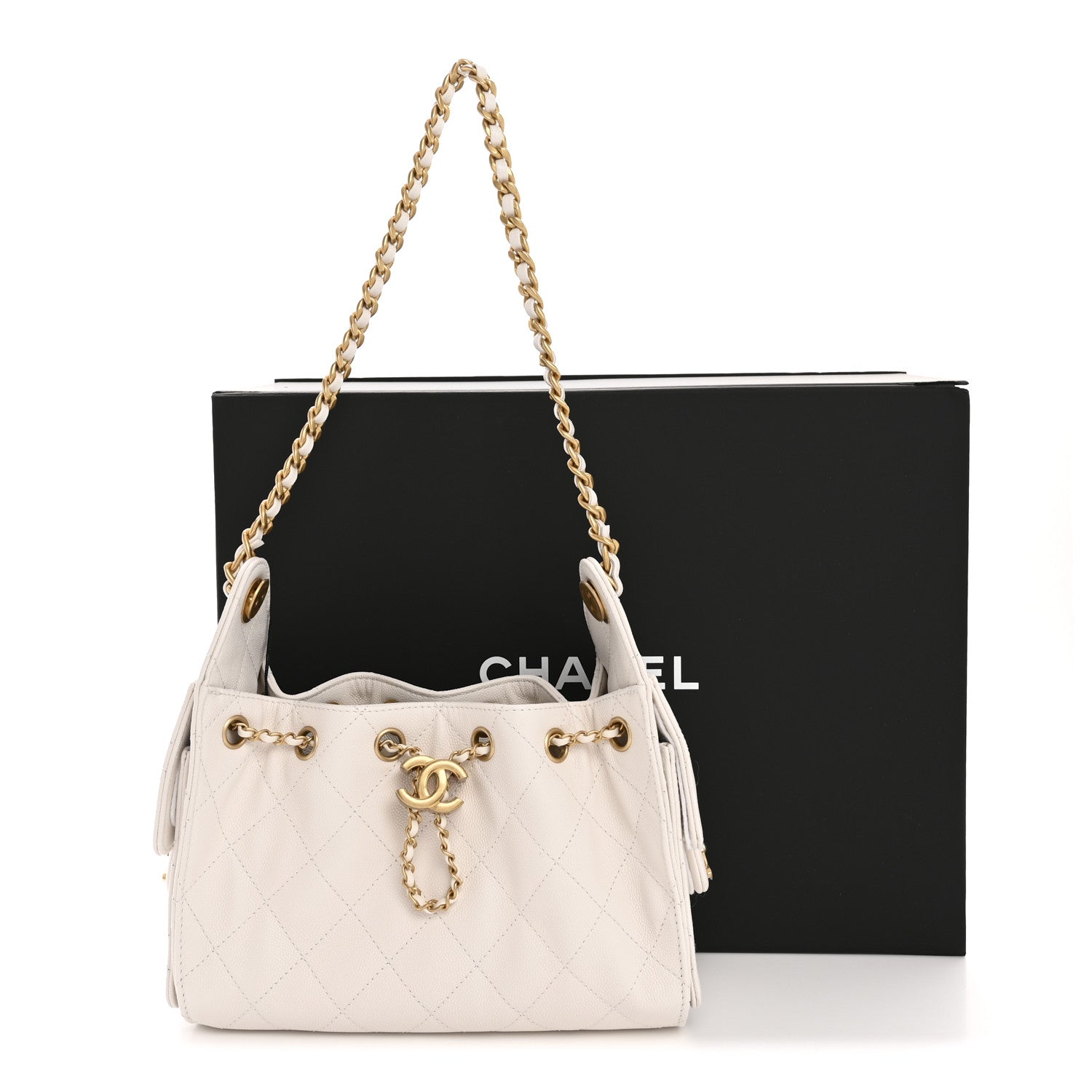 Chanel Caviar Quilted Mini Chanel 25 Handbag White 11 of 11