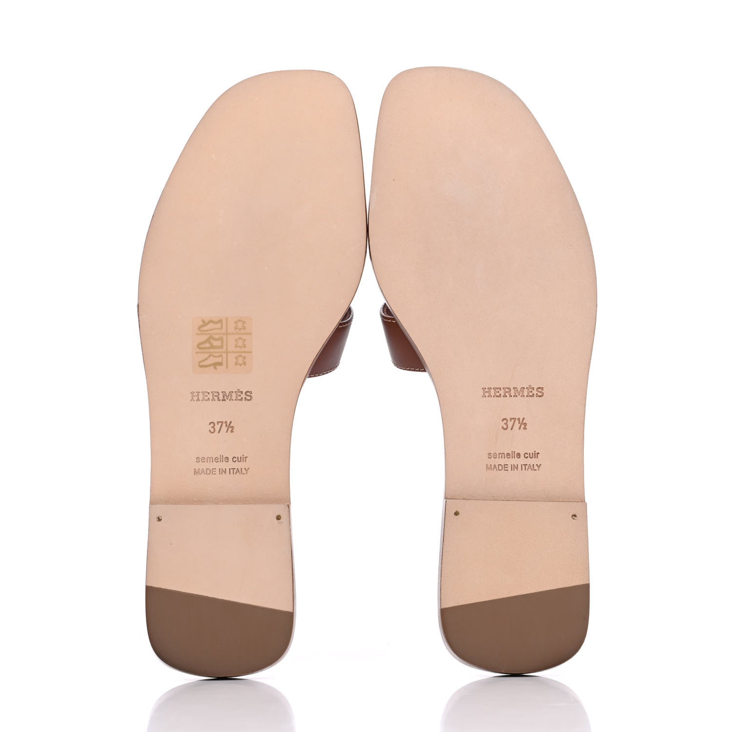 Hermes Box Calfskin Oran Sandals 37.5 Gold 5 of 9