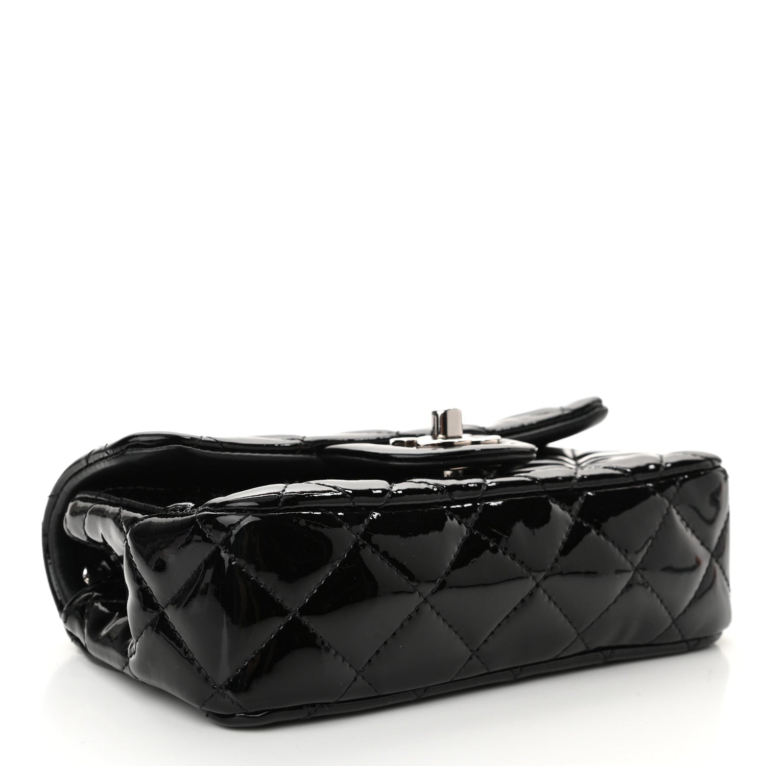 Chanel Patent Calfskin Quilted Extra Mini Rectangular Flap Black 4 of 10