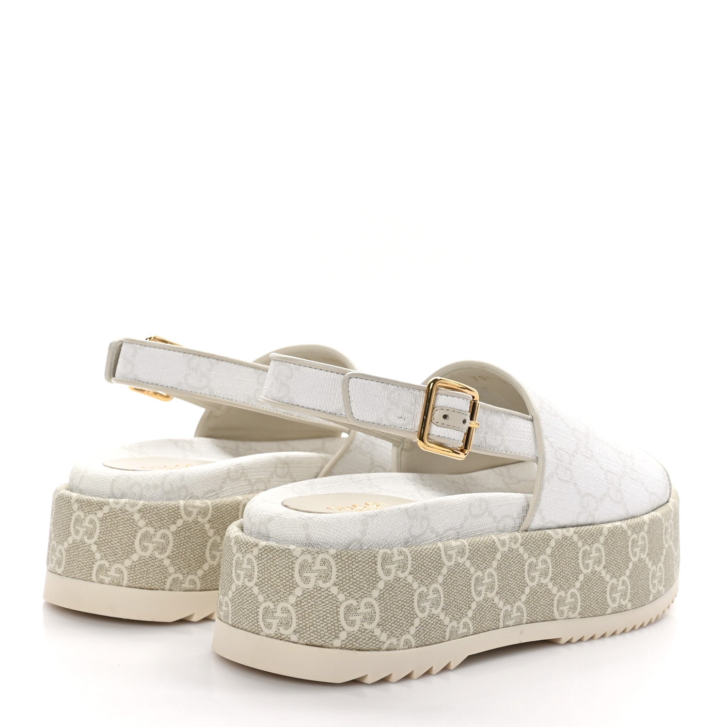 Gucci GG Supreme Monogram Granada Kid Angelina Platform 35mm Slingback Sandals 36 White Mystic White 4 of 9
