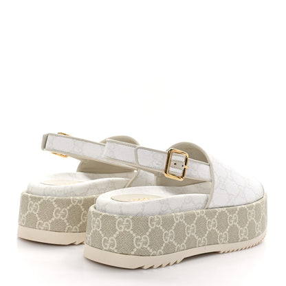 Gucci GG Supreme Monogram Granada Kid Angelina Platform 35mm Slingback Sandals 36 White Mystic White 4 of 9