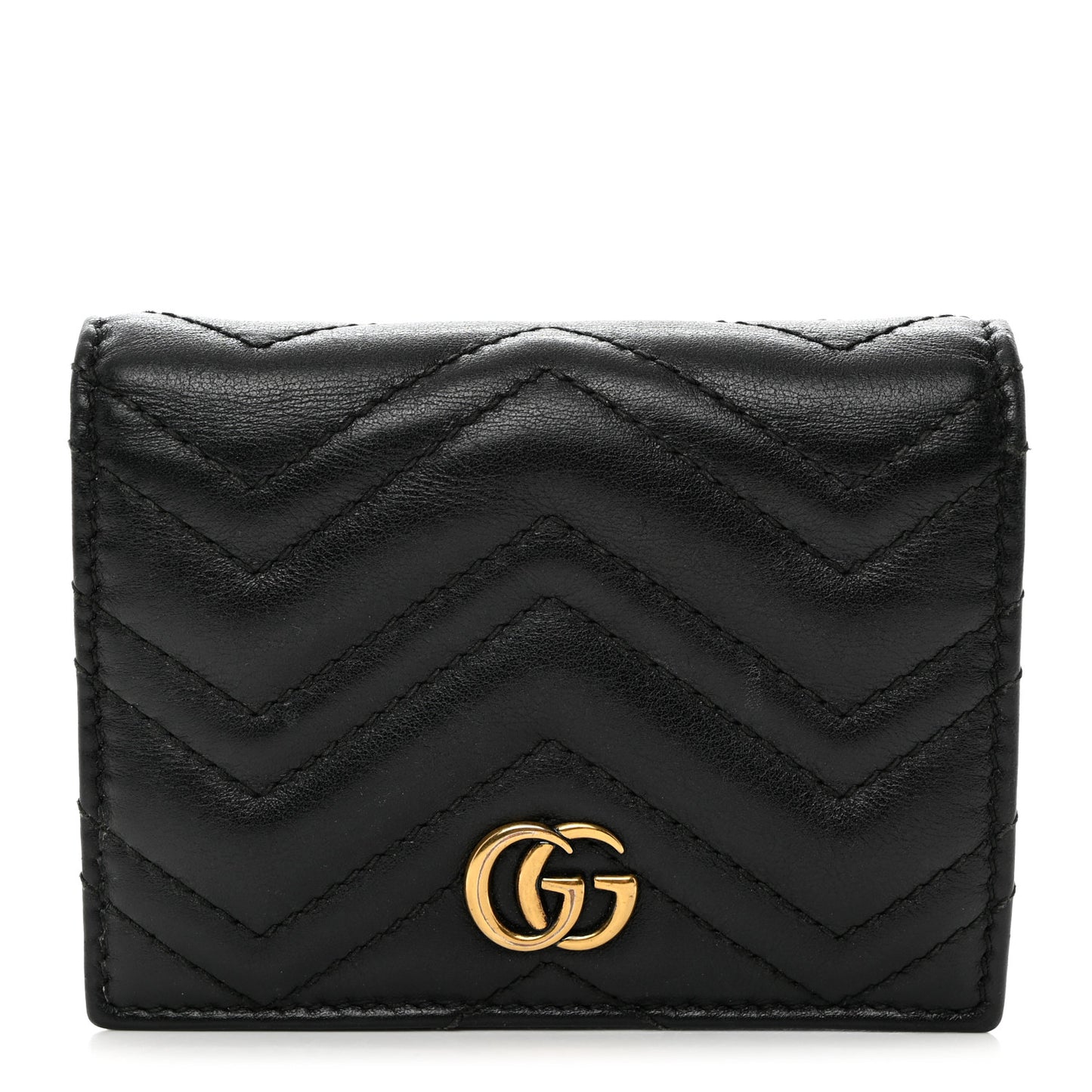 Calfskin Matelasse GG Marmont Card Case Wallet Black