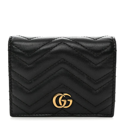 Gucci Calfskin Matelasse GG Marmont Card Case Wallet Black 1 of 7
