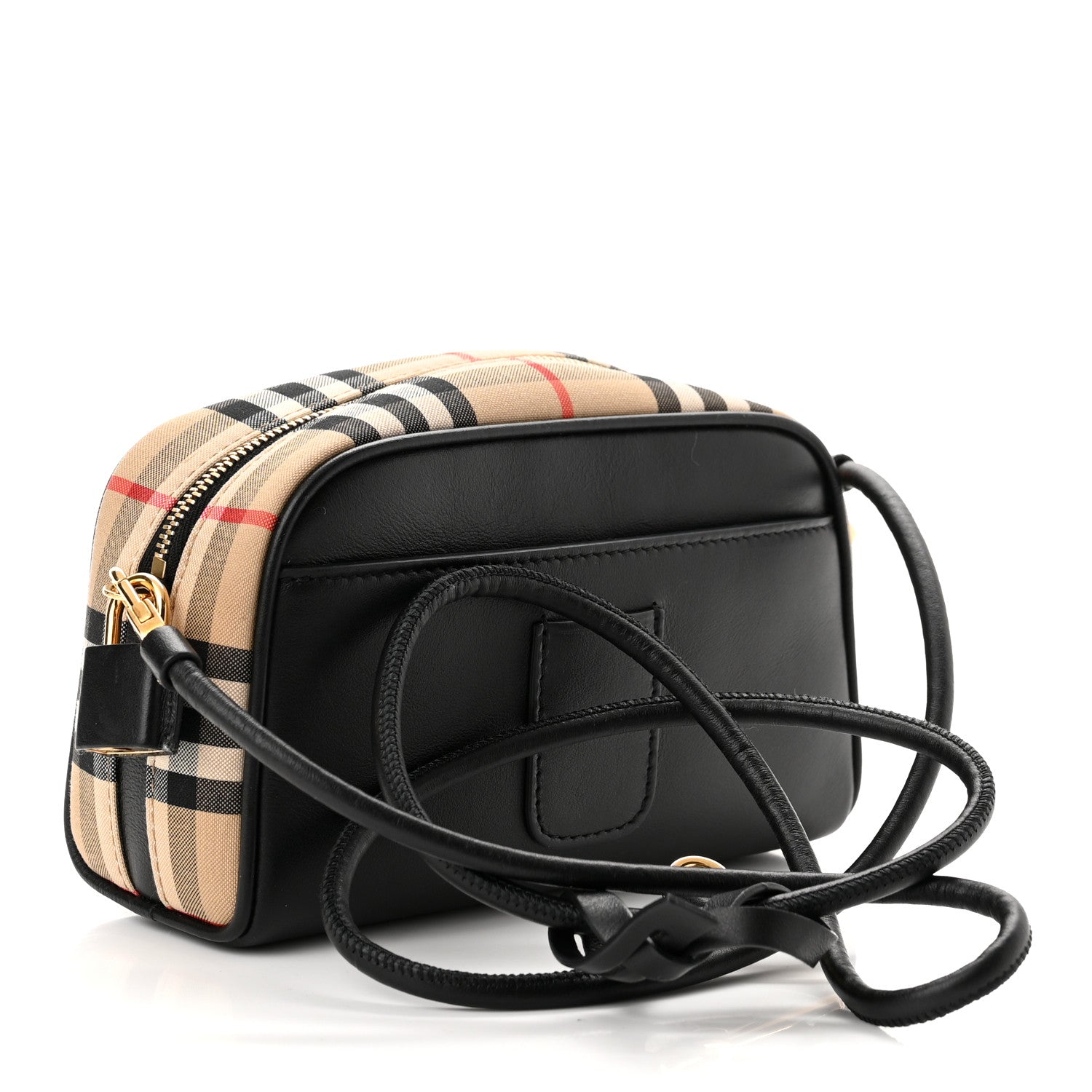Burberry Calfskin Vintage Check Half Cube Crossbody Bag Black 3 of 10