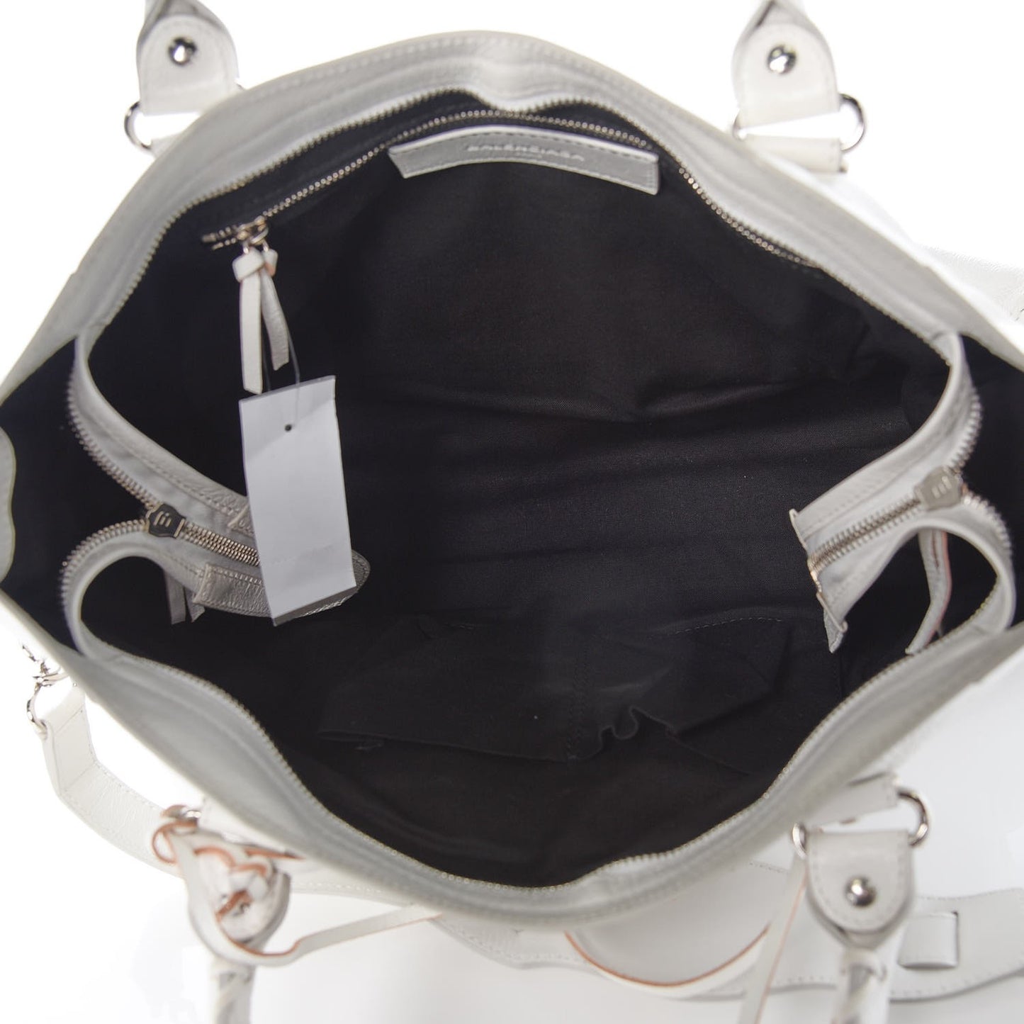 Chevre Silver Metallic Edge Hardware City White