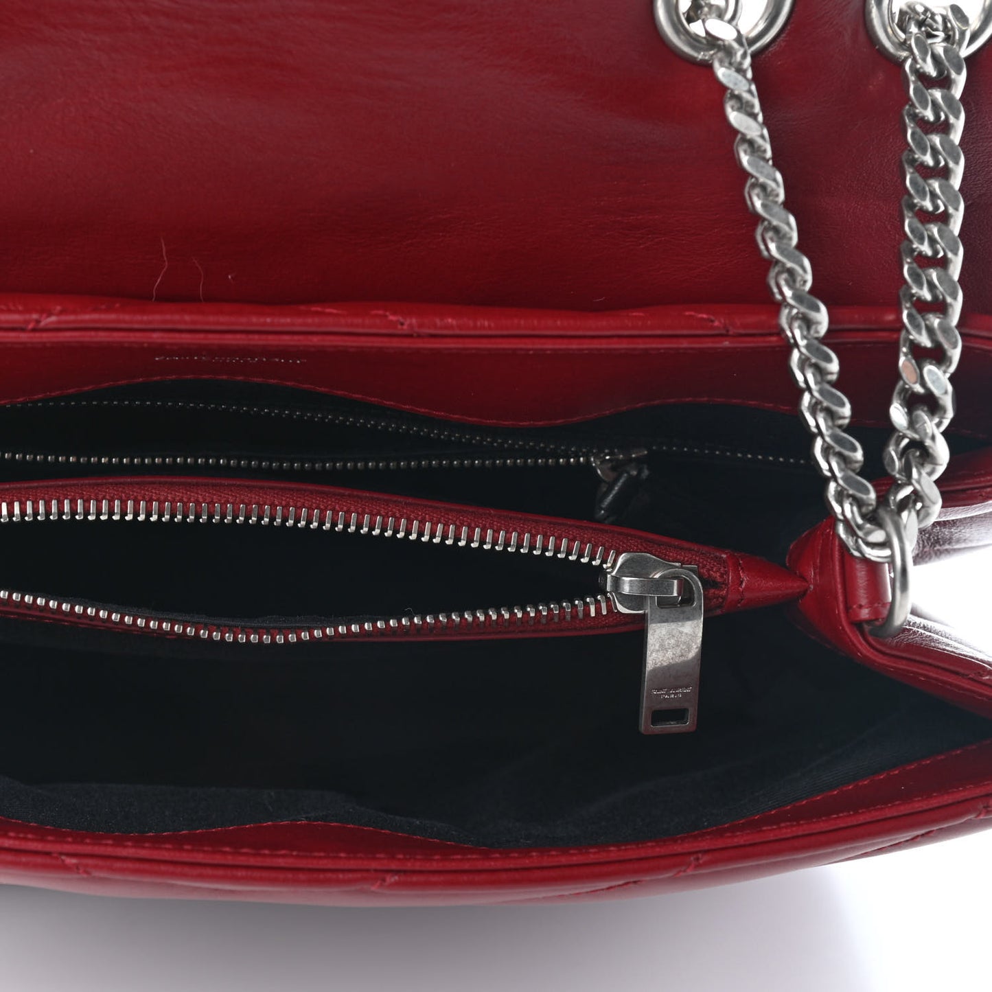 Calfskin Y Quilted Monogram Medium Loulou Chain Satchel Red