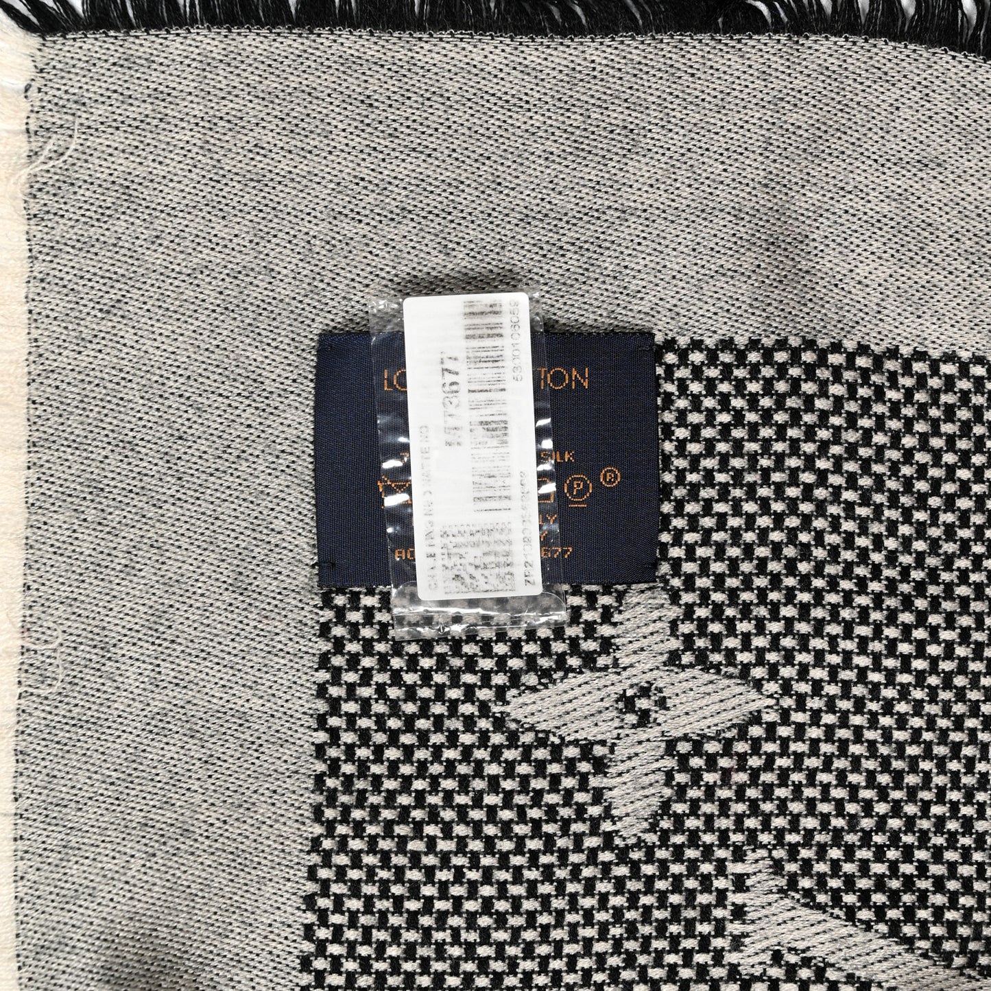 Silk Wool Monogram Neo Natte Shawl Black