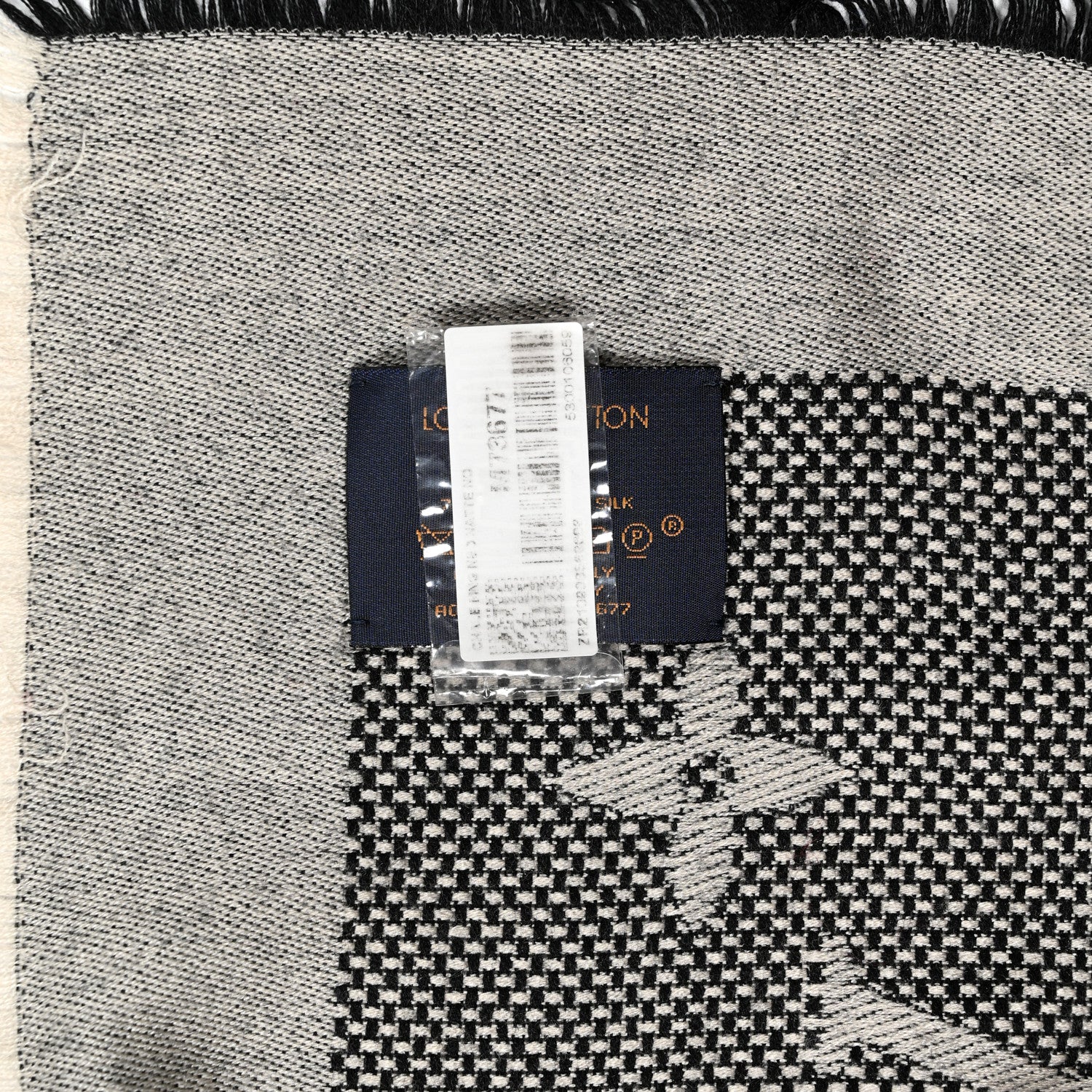 Louis Vuitton Silk Wool Monogram Neo Natte Shawl Black 2 of 3