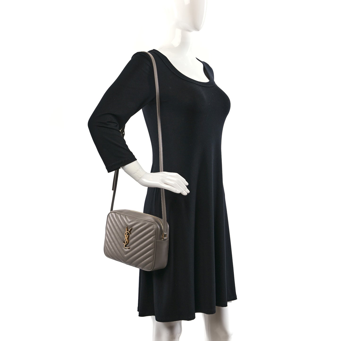 Calfskin Matelasse Monogram Lou Camera Bag Greyish Brown