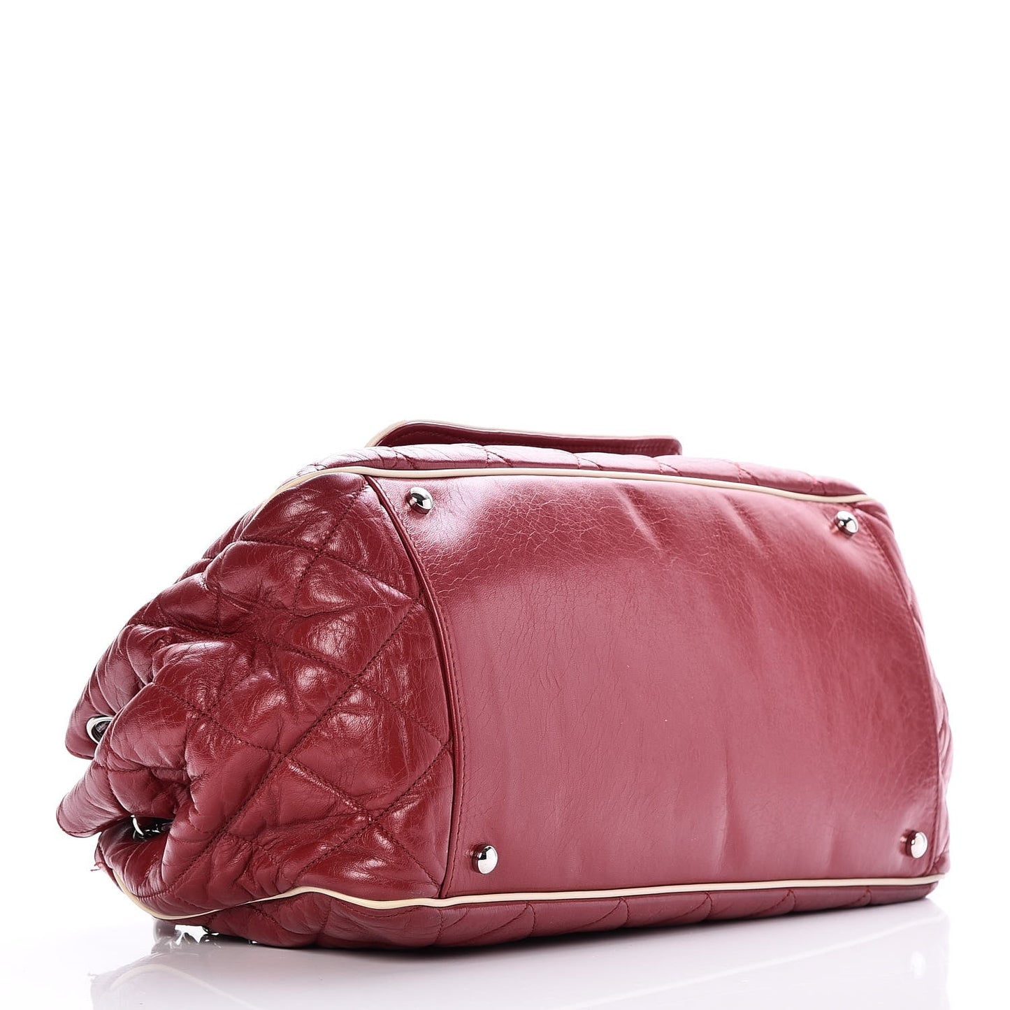 Lambskin Quilted East West Accordion Flap Light Bordeaux