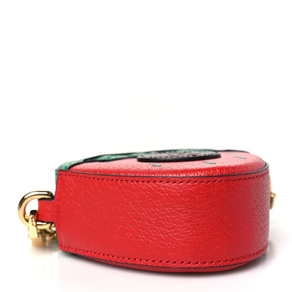 Gucci Textured Dollar Calfskin Retro Interlocking G Fruttini Strawberry Mini Crossbody Lobster Red Black New Acero 3 of 9