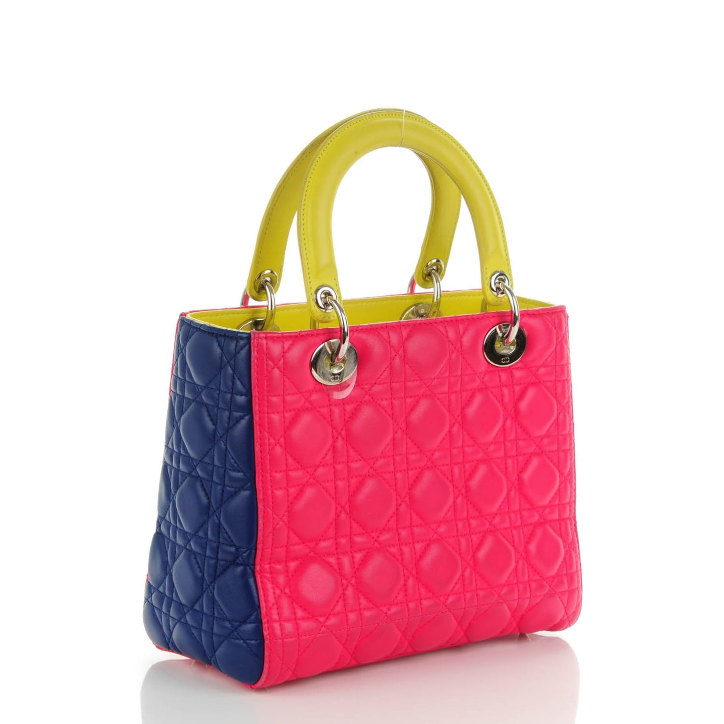 Lambskin Cannage Medium Tri-Color Lady Dior Pink