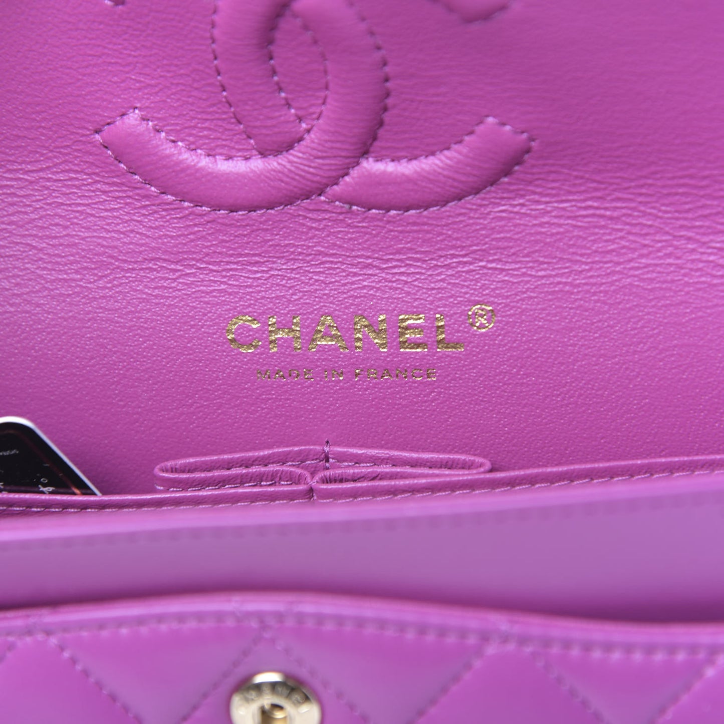 Lambskin Quilted Small Double Flap Purple