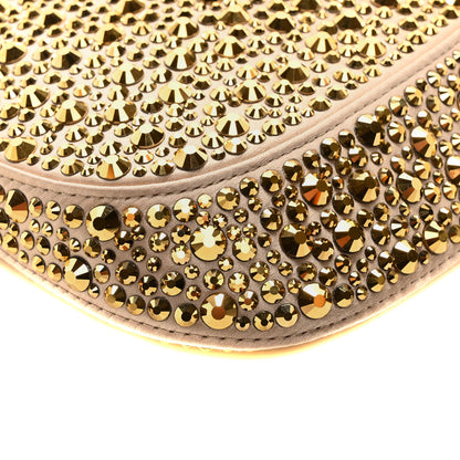 Prada Satin Crystal Cleo Adjustable Strap Shoulder Bag Platino 8 of 9