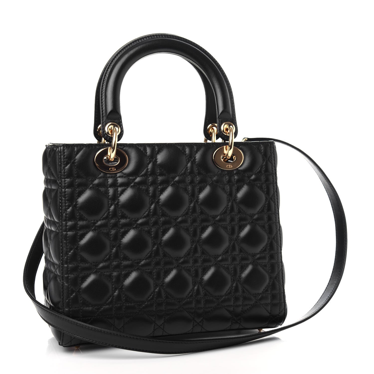 Christian Dior Lambskin Cannage Medium Lady Dior Black 3 of 11