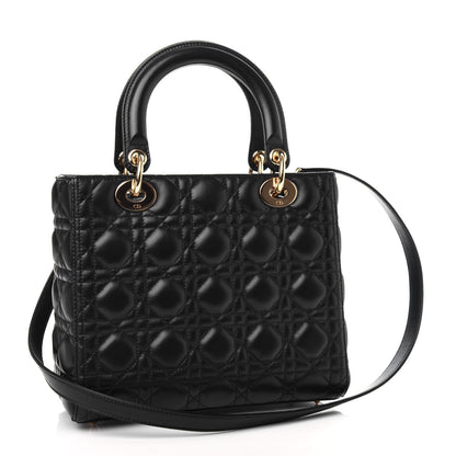 Christian Dior Lambskin Cannage Medium Lady Dior Black 3 of 11