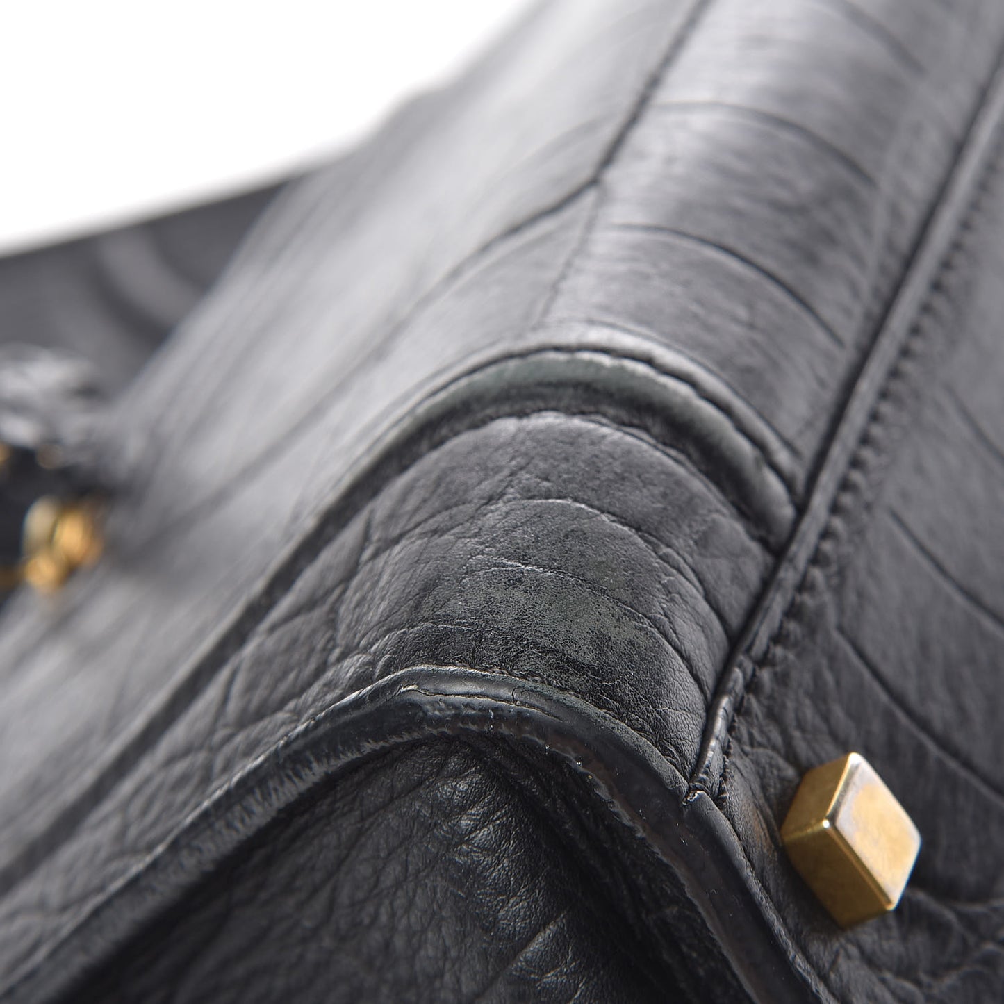 Crocodile Embossed Calfskin Medium Phantom Luggage Black