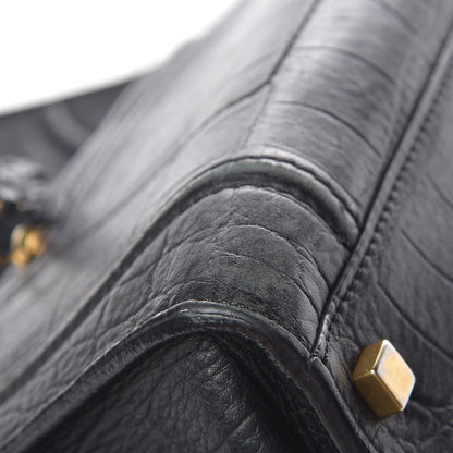Celine Crocodile Embossed Calfskin Medium Phantom Luggage Black 10 of 19